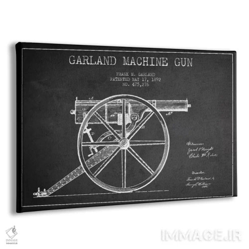 تابلو نقشهٔ ثبت اختراع اسلحه گارلند ذغالی اثر پیکسل کهنه (استودیو/نام هنری) - نمای پرسپکتیو محصول