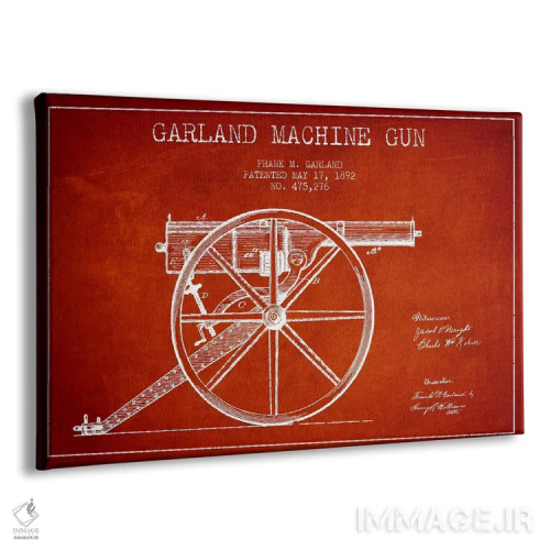تابلو نقشهٔ ثبت اختراع اسلحه گارلند قرمز اثر پیکسل کهنه (استودیو/نام هنری) - نمای پرسپکتیو محصول