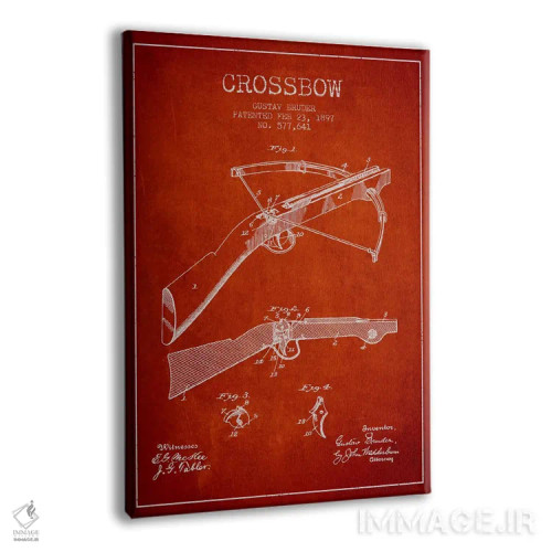 تابلو نقشهٔ ثبت اختراع کمان زنبورک ۱ قرمز اثر پیکسل کهنه (استودیو/نام هنری) - نمای پرسپکتیو محصول