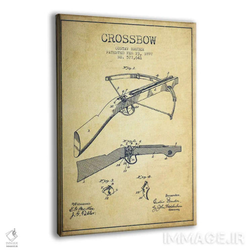 تابلو نقشهٔ ثبت اختراع کمان زنبورک ۱ قدیمی اثر پیکسل کهنه (استودیو/نام هنری) - نمای پرسپکتیو محصول