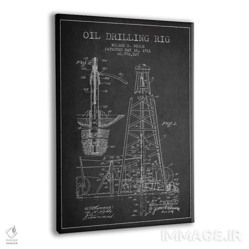 تابلو نقشهٔ ثبت اختراع دکل نفتی ذغالی اثر پیکسل کهنه (استودیو/نام هنری) - نمای پرسپکتیو محصول