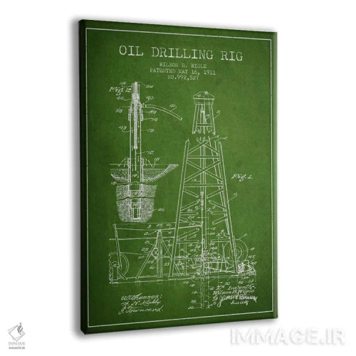 تابلو نقشهٔ ثبت اختراع دکل نفتی سبز اثر پیکسل کهنه (استودیو/نام هنری) - نمای پرسپکتیو محصول