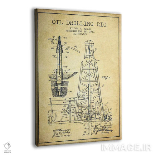 تابلو نقشهٔ ثبت اختراع دکل نفتی قدیمی اثر پیکسل کهنه (استودیو/نام هنری) - نمای پرسپکتیو محصول