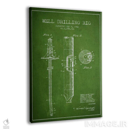 تابلو نقشهٔ ثبت اختراع دکل نفتی سبز اثر پیکسل کهنه (استودیو/نام هنری) - نمای پرسپکتیو محصول