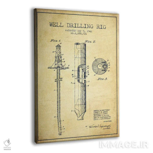 تابلو نقشهٔ ثبت اختراع دکل نفتی قدیمی اثر پیکسل کهنه (استودیو/نام هنری) - نمای پرسپکتیو محصول