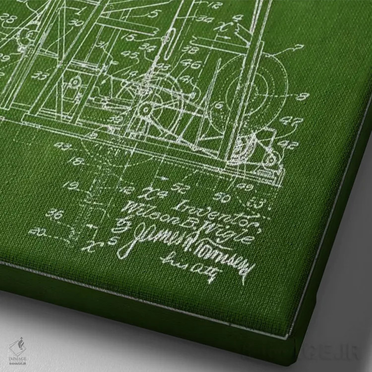 تابلو نقشهٔ ثبت اختراع دکل نفتی سبز اثر پیکسل کهنه (استودیو/نام هنری) - نمای نزدیک بافت بوم