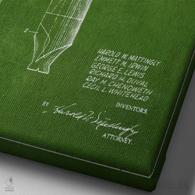 تابلو نقشهٔ ثبت اختراع دکل نفتی سبز اثر پیکسل کهنه (استودیو/نام هنری) - نمای نزدیک بافت بوم