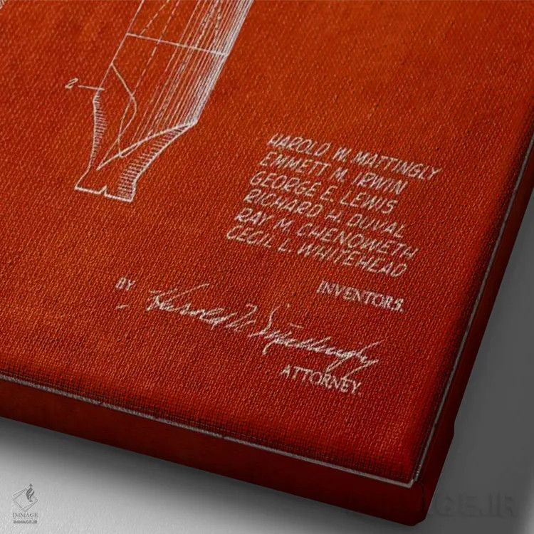 تابلو نقشهٔ ثبت اختراع دکل نفتی قرمز اثر پیکسل کهنه (استودیو/نام هنری) - نمای نزدیک بافت بوم