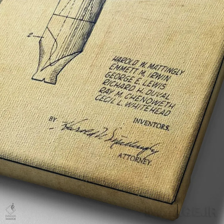 تابلو نقشهٔ ثبت اختراع دکل نفتی قدیمی اثر پیکسل کهنه (استودیو/نام هنری) - نمای نزدیک بافت بوم