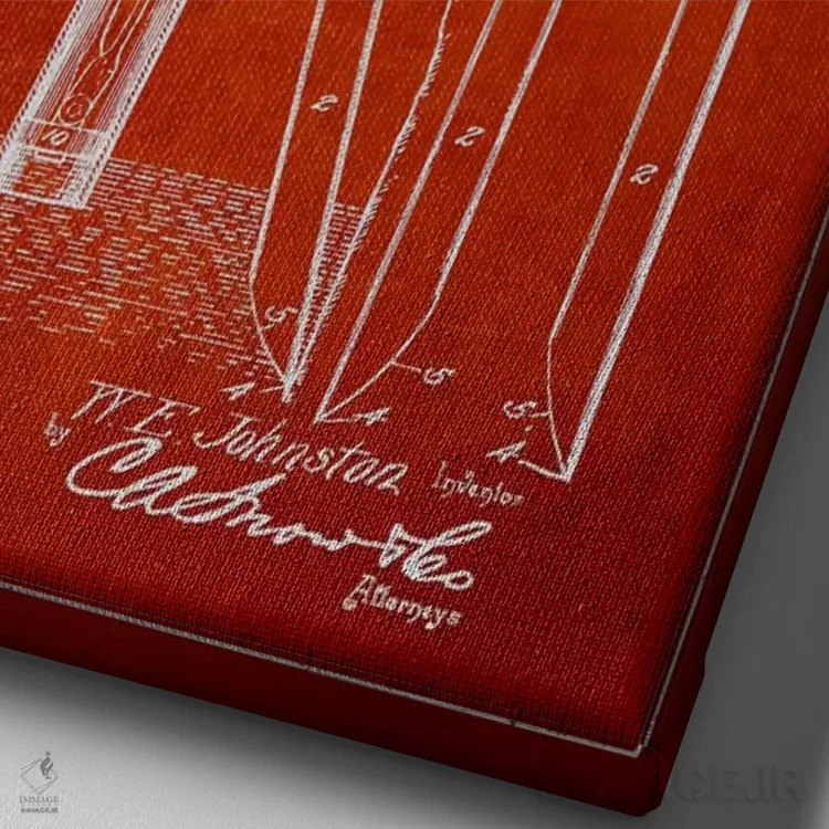 تابلو نقشهٔ ثبت اختراع مته حفاری نفت قرمز اثر پیکسل کهنه (استودیو/نام هنری) - نمای نزدیک بافت بوم