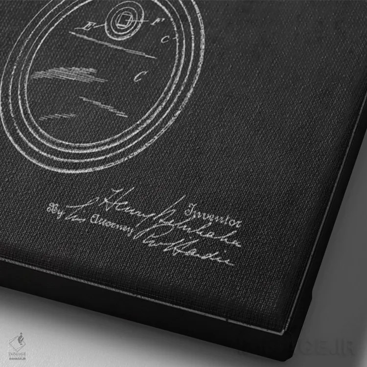 تابلو نقشهٔ ثبت اختراع بشکه نفت ذغالی اثر پیکسل کهنه (استودیو/نام هنری) - نمای نزدیک بافت بوم