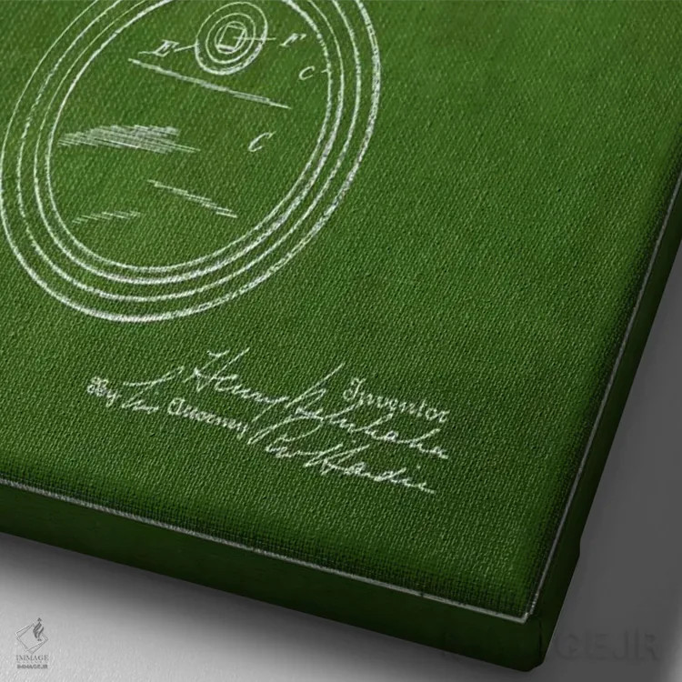 تابلو نقشهٔ ثبت اختراع بشکه نفت سبز اثر پیکسل کهنه (استودیو/نام هنری) - نمای نزدیک بافت بوم