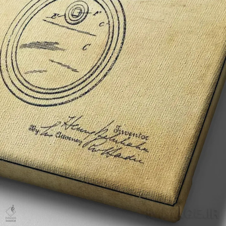 تابلو نقشهٔ ثبت اختراع بشکه نفت قدیمی اثر پیکسل کهنه (استودیو/نام هنری) - نمای نزدیک بافت بوم