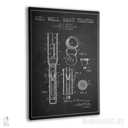 تابلو نقشهٔ ثبت اختراع دستگاه آزمایش چاه نفت (زغالی) اثر پیکسل کهنه (استودیو/نام هنری) - نمای پرسپکتیو محصول