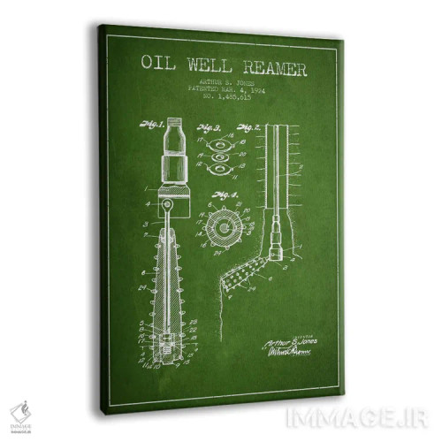 تابلو نقشهٔ ثبت اختراع گشادکن چاه نفت (سبز) اثر پیکسل کهنه (استودیو/نام هنری) - نمای پرسپکتیو محصول