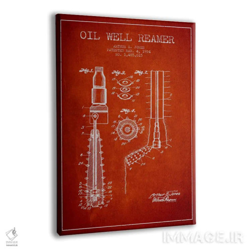 تابلو نقشهٔ ثبت اختراع گشادکن چاه نفت (قرمز) اثر پیکسل کهنه (استودیو/نام هنری) - نمای پرسپکتیو محصول