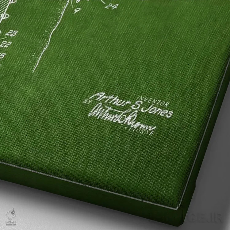 تابلو نقشهٔ ثبت اختراع گشادکن چاه نفت (سبز) اثر پیکسل کهنه (استودیو/نام هنری) - نمای نزدیک بافت بوم