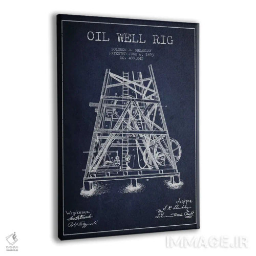 تابلو نقشهٔ ثبت اختراع دکل حفاری چاه نفت اثر پیکسل کهنه (استودیو/نام هنری) - نمای پرسپکتیو محصول