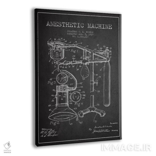 تابلو نقشهٔ ثبت اختراع دستگاه بیهوشی (زغالی) اثر پیکسل کهنه (استودیو/نام هنری) - نمای پرسپکتیو محصول