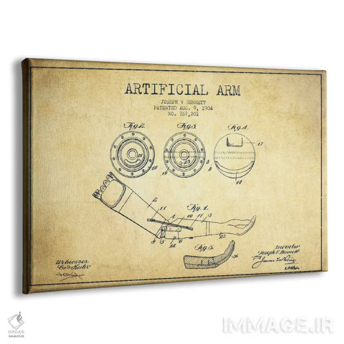 تابلو نقشهٔ ثبت اختراع دست مصنوعی (طرح قدیمی) اثر پیکسل کهنه (استودیو/نام هنری) - نمای پرسپکتیو محصول