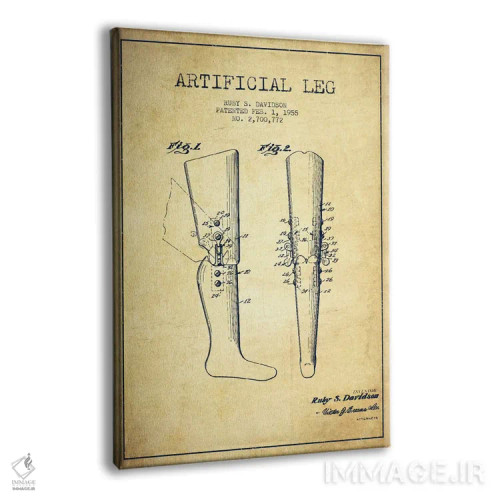 تابلو نقشهٔ ثبت اختراع پای مصنوعی (طرح قدیمی) اثر پیکسل کهنه (استودیو/نام هنری) - نمای پرسپکتیو محصول