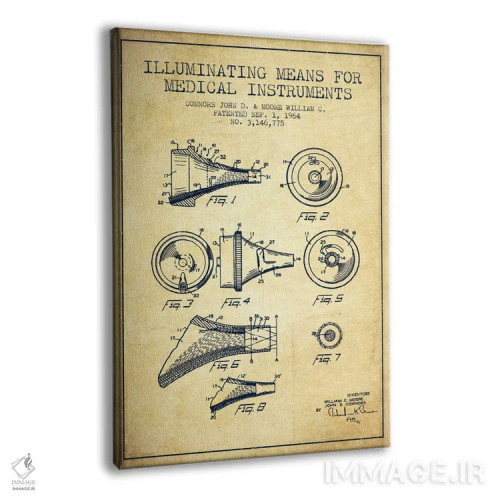 تابلو نقشهٔ ثبت اختراع ابزار پزشکی (طرح قدیمی) اثر پیکسل کهنه (استودیو/نام هنری) - نمای پرسپکتیو محصول