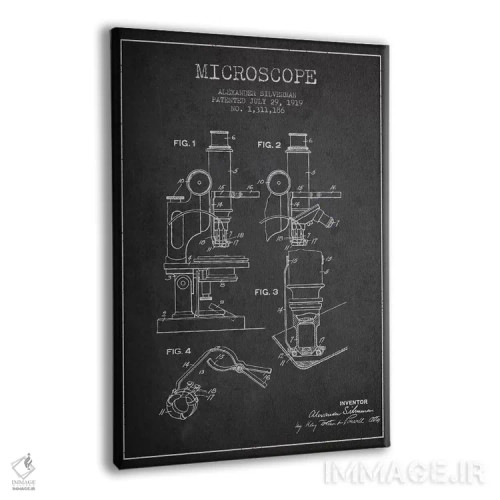 تابلو نقشهٔ ثبت اختراع میکروسکوپ (زغالی) اثر پیکسل کهنه (استودیو/نام هنری) - نمای پرسپکتیو محصول