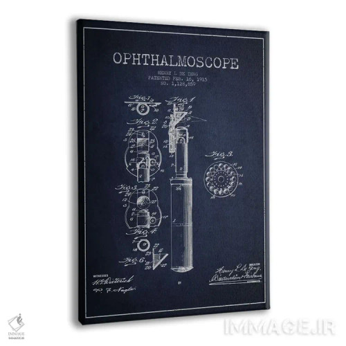 تابلو نقشهٔ ثبت اختراع افتالموسکوپ آبی نفتی اثر پیکسل کهنه (استودیو/نام هنری) - نمای پرسپکتیو محصول