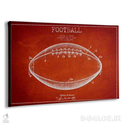 تابلو نقشهٔ ثبت اختراع توپ فوتبال (قرمز) اثر پیکسل کهنه (استودیو/نام هنری) - نمای پرسپکتیو محصول