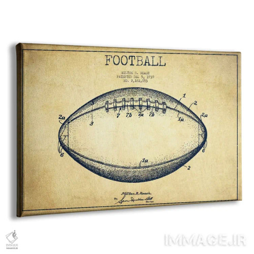 تابلو نقشهٔ ثبت اختراع توپ فوتبال قدیمی اثر پیکسل کهنه (استودیو/نام هنری) - نمای پرسپکتیو محصول