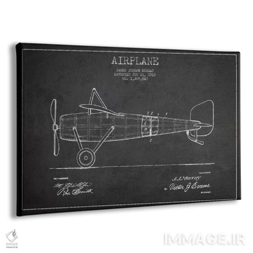 تابلو نقشهٔ ثبت اختراع هواپیما (زغالی) اثر پیکسل کهنه (استودیو/نام هنری) - نمای پرسپکتیو محصول