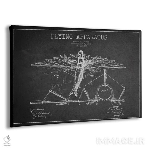 تابلو نقشه ثبت اختراع دستگاه پروازی (ذغالی) اثر پیکسل کهنه (استودیو/نام هنری) - نمای پرسپکتیو محصول