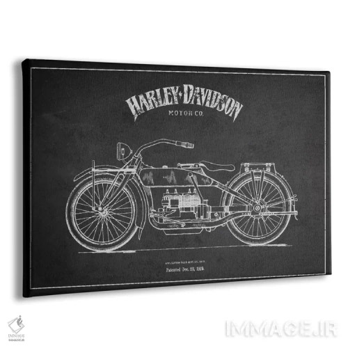 تابلو نقشه ثبت اختراع هارلی-دیویدسون (ذغالی) اثر پیکسل کهنه (استودیو/نام هنری) - نمای پرسپکتیو محصول
