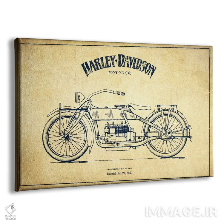 تابلو نقشه ثبت اختراع هارلی-دیویدسون (کلاسیک) اثر پیکسل کهنه (استودیو/نام هنری) - نمای پرسپکتیو محصول