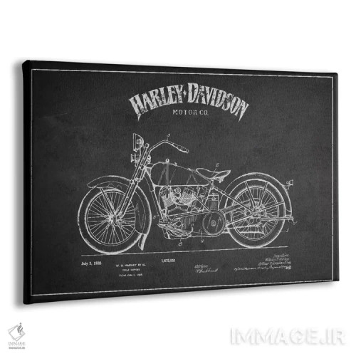 تابلو نقشه ثبت اختراع هارلی-دیویدسون (ذغالی) اثر پیکسل کهنه (استودیو/نام هنری) - نمای پرسپکتیو محصول