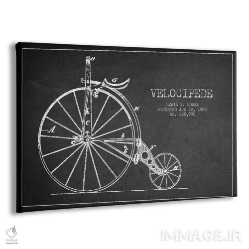 تابلو نقشه ثبت اختراع ویلوسپید هوزئا (ذغالی) (دوچرخه قدیمی) اثر پیکسل کهنه (استودیو/نام هنری) - نمای پرسپکتیو محصول