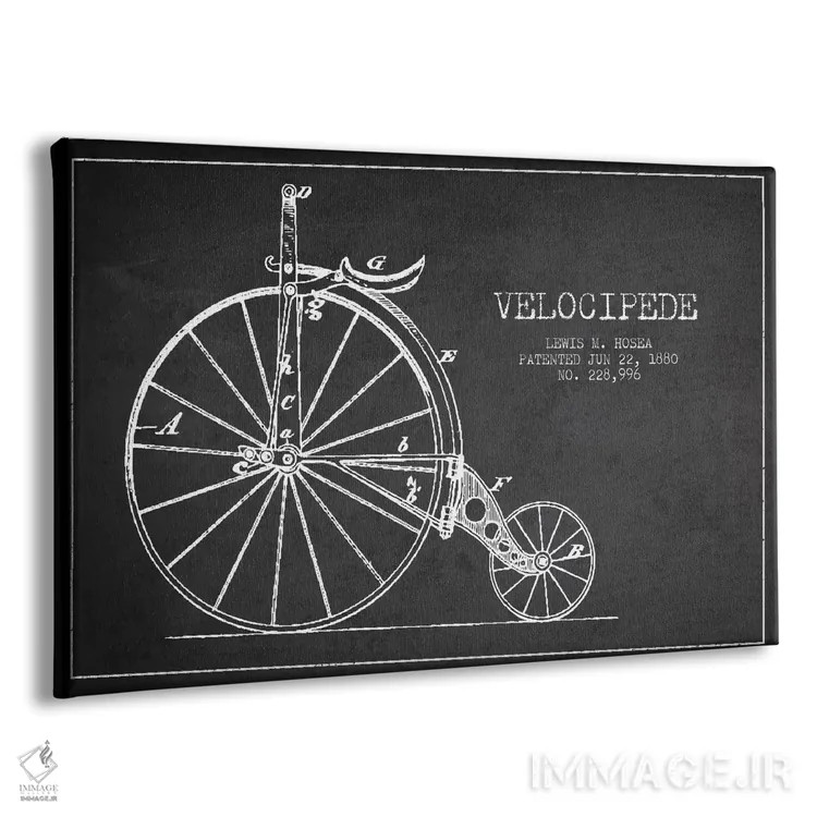 تابلو نقشه ثبت اختراع ویلوسپید هوزئا (ذغالی) (دوچرخه قدیمی) اثر پیکسل کهنه (استودیو/نام هنری) - نمای پرسپکتیو محصول