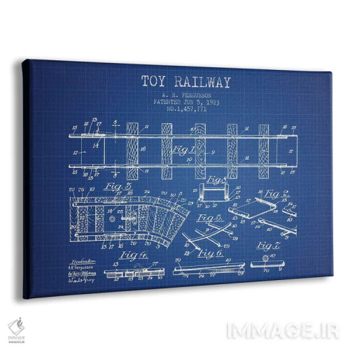 تابلو طرح ثبت اختراع قطار اسباب بازی آ. آر. فرگوسن (شبکه آبی) اثر پیکسل کهنه (استودیو/نام هنری) - نمای پرسپکتیو محصول