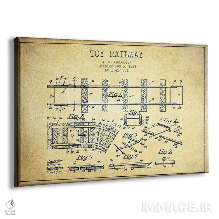 تابلو طرح ثبت اختراع قطار اسباب بازی آ. آر. فرگوسن (وینتیج/قدیمی) اثر پیکسل کهنه (استودیو/نام هنری) - نمای پرسپکتیو محصول