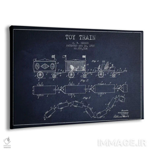 تابلو طرح ثبت اختراع قطار اسباب بازی آ. دبلیو. بنسون (سرمهای) اثر پیکسل کهنه (استودیو/نام هنری) - نمای پرسپکتیو محصول