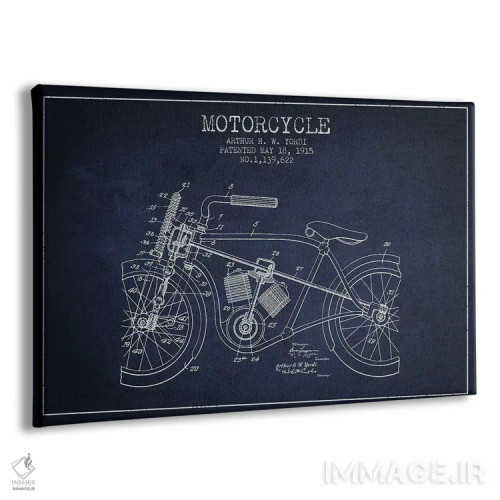 تابلو طرح ثبت اختراع موتورسیکلت آرتور اچ دبلیو یوردی (سرمهای) اثر پیکسل کهنه (استودیو/نام هنری) - نمای پرسپکتیو محصول