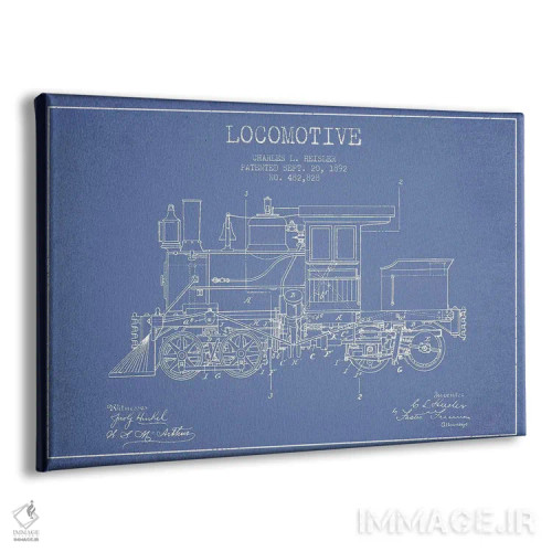 تابلو طرح الگوی لوکوموتیو چارلز ال. هایسلر (آبی روشن) اثر پیکسل کهنه (استودیو/نام هنری) - نمای پرسپکتیو محصول