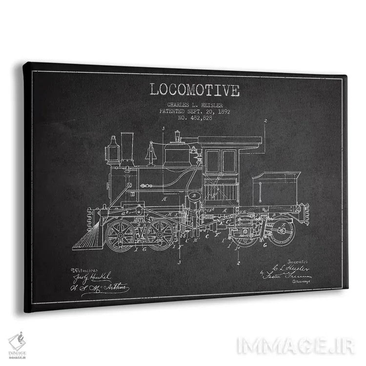 تابلو طرح الگوی لوکوموتیو چارلز ال. هایسلر (زغالسنگی) اثر پیکسل کهنه (استودیو/نام هنری) - نمای پرسپکتیو محصول