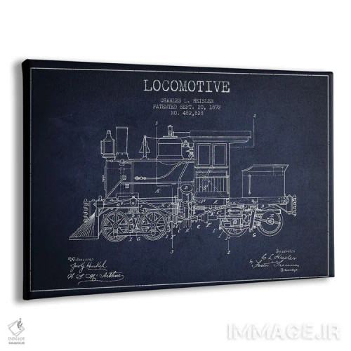 تابلو طرح الگو لوکوموتیو چارلز ال. هایسلر (آبی نفتی) اثر پیکسل کهنه (استودیو/نام هنری) - نمای پرسپکتیو محصول