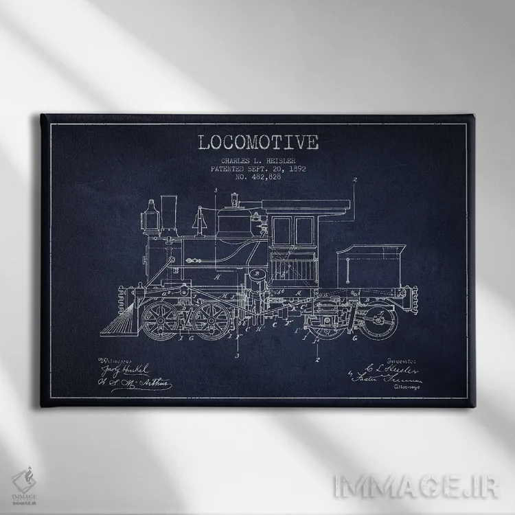 تابلو طرح الگو لوکوموتیو چارلز ال. هایسلر (آبی نفتی) اثر پیکسل کهنه (استودیو/نام هنری) - نمای روبهرو روی دیوار