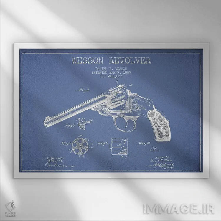 تابلو طرح پتنت رولور دنیل بی. وسون (آبی روشن) اثر پیکسل کهنه (استودیو/نام هنری) - نمای قابدار سفید
