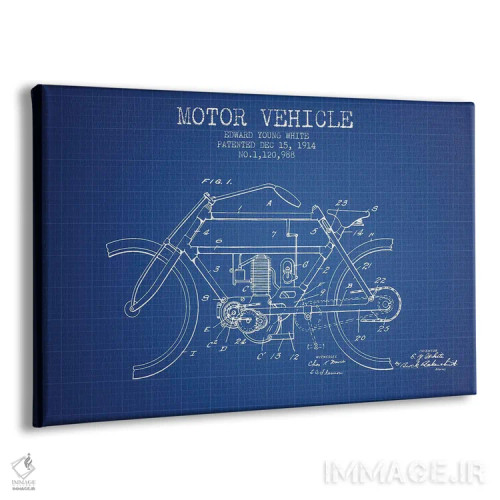 تابلو طرح پتنت وسیله نقلیه موتوردار ادوارد وای. وایت (شبکه آبی) اثر پیکسل کهنه (استودیو/نام هنری) - نمای پرسپکتیو محصول
