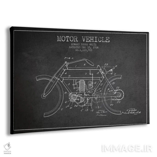 تابلو طرح پتنت وسیله نقلیه موتوردار ادوارد وای. وایت (ذغالی) اثر پیکسل کهنه (استودیو/نام هنری) - نمای پرسپکتیو محصول