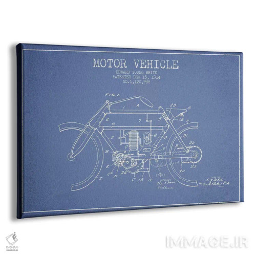تابلو طرح پتنت وسیله نقلیه موتوردار ادوارد وای. وایت (آبی روشن) اثر پیکسل کهنه (استودیو/نام هنری) - نمای پرسپکتیو محصول