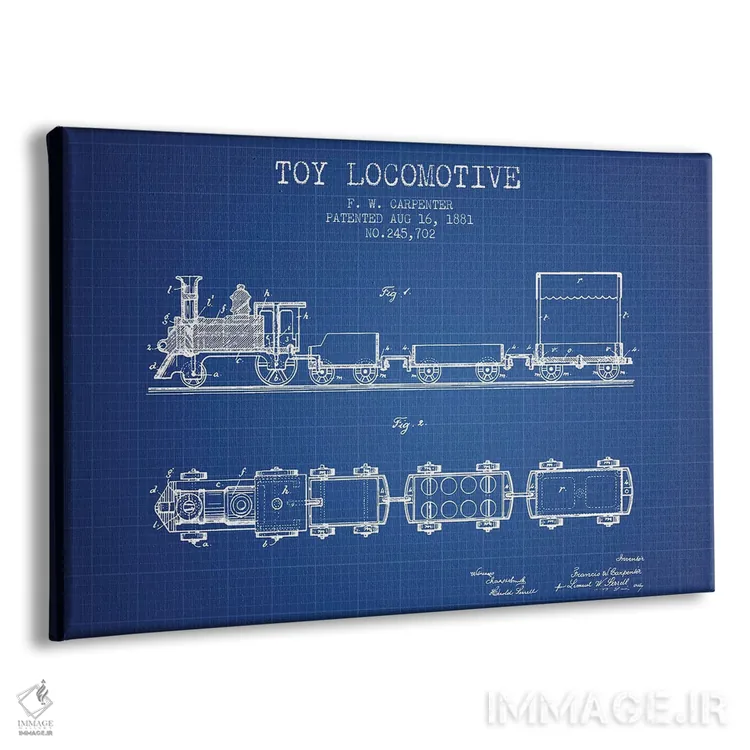 تابلو طرح پتنت لوکوموتیو اسباببازی اف.دبلیو. کارپنتر (شبکه آبی) اثر پیکسل کهنه (استودیو/نام هنری) - نمای پرسپکتیو محصول